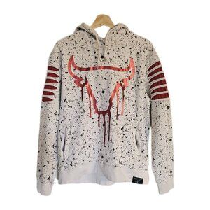 Switch Remarkable Bulls NBA‎ Hoodie Foil Red White Shredded Sz Medium